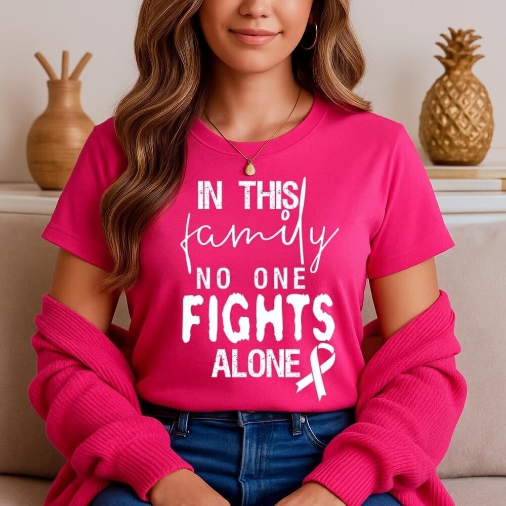 Breast Cancer Awareness  in This Family No Ones Fight Alone Women's T-Shirt M/XL